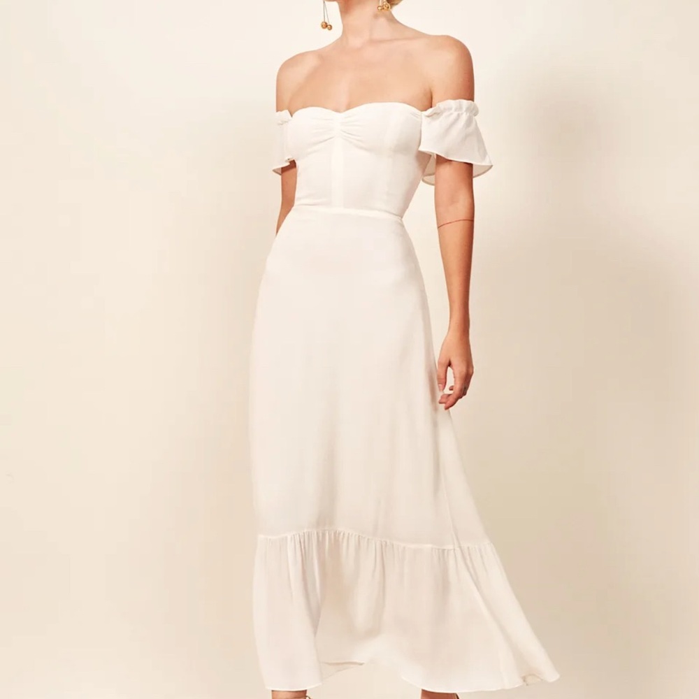 Reformation Off-Shoulder  Butterfly Dress